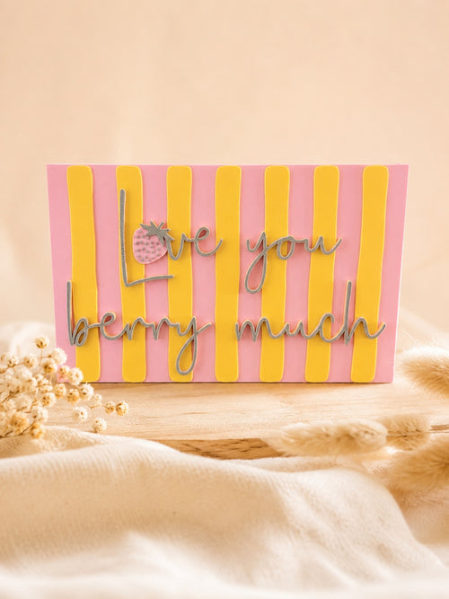 3D-gedruckte Dekokachel Love you very much in Rosa und Gelb