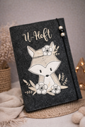 Personalisierte U-Heft-Hülle aus Filz mit Fuchsmotiv