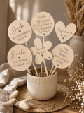 Blumenstecker aus Holz zum Abschied