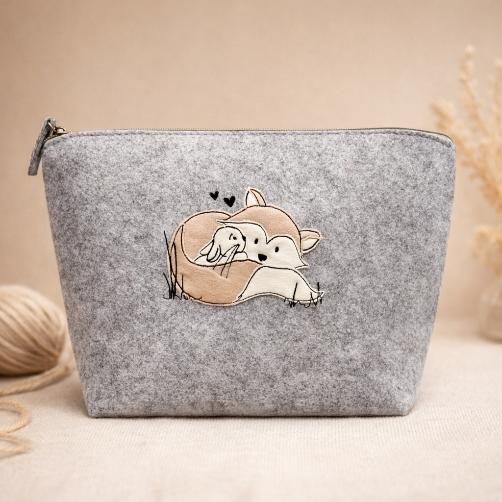 Filz-Kulturtasche „Fuchs & Hase“